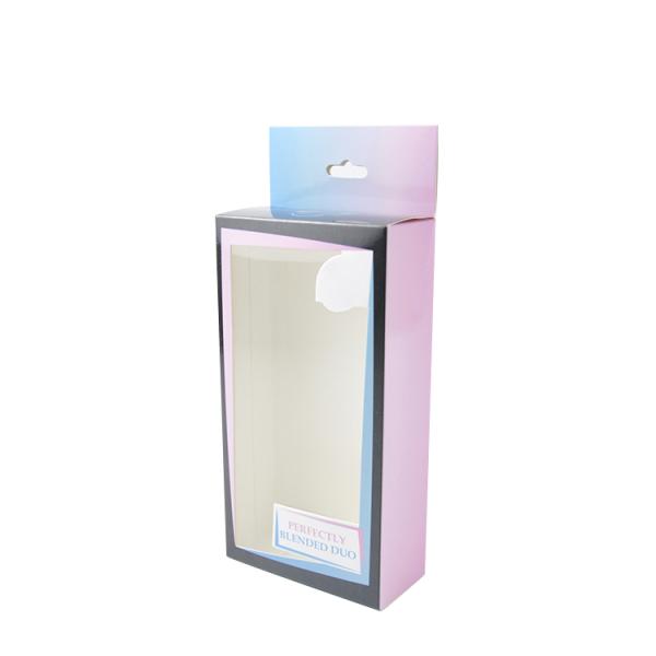 Lujo de empaquetado de empaquetado cosmético de encargo del cepillo del maquillaje de las cajas con el gancho claro de la ventana