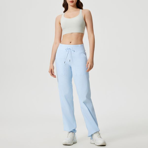 Women's Drawstring Scrub Pants Breathable Lightweight Straight for Medical Work Wear
