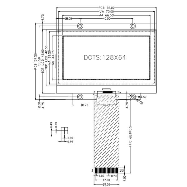 Фабрика подгоняет TN STN FSTN 12864 ставит точки дисплей модуля LCD COG LCD