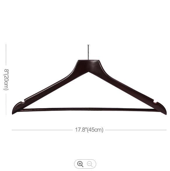 1.3cm Brown Anti Theft Coat Hangers , Sling Gap Wooden Hotel Hangers