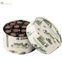 Eco-friendly Gifting Branded Collections Round Luxury Chocolate Gift Box Pacotes de papel reciclável Design elegante Logotipo de papel alumínio Adequado para Trufas Doces