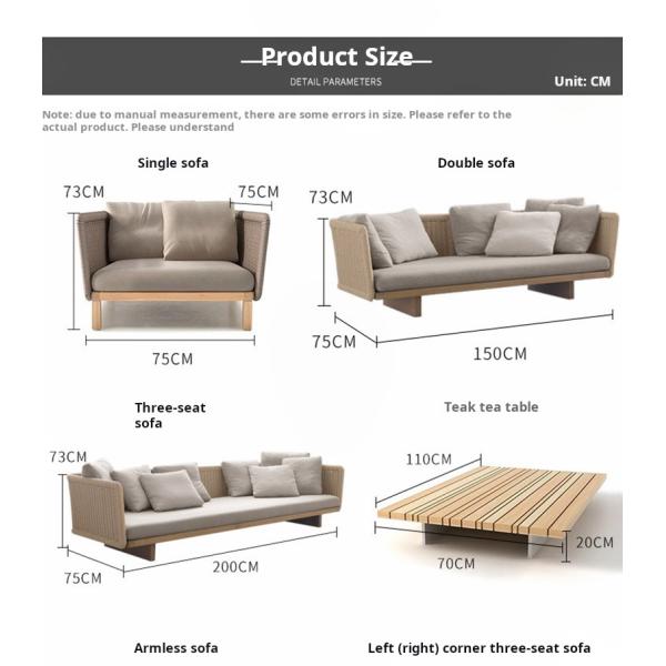 Teak Wood Outdoor Couch Outdoor Furniture For Sitting / Leisure / Sleep