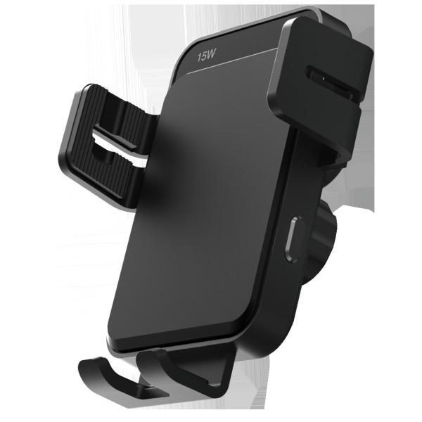 Auto Clamping Wireless Car Phone Holder with Coil Alignment and Smart Tracking for Universal Compatibility