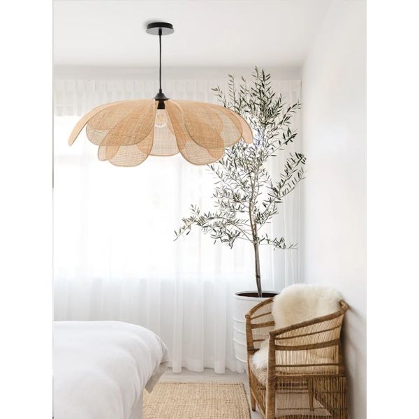 Restaurant Lighting Living Room Parlor Bar Decor Japanese Wicker Art Petal Pendant Light(WH-WP-141)