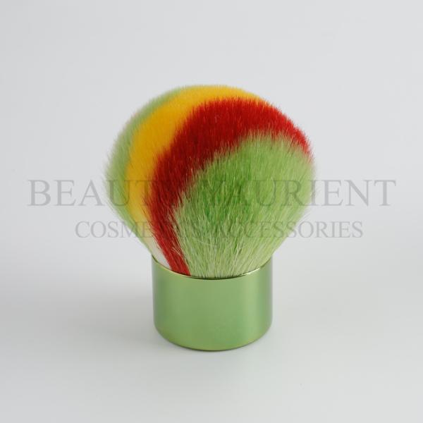 Colourful Hair Kabuki Makeup Brush For Powder Aluminum Handle