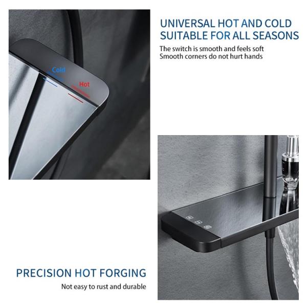 Shower Set Black Wall Mounted Stainless Steel Rain Shower Set Mixer Faucet