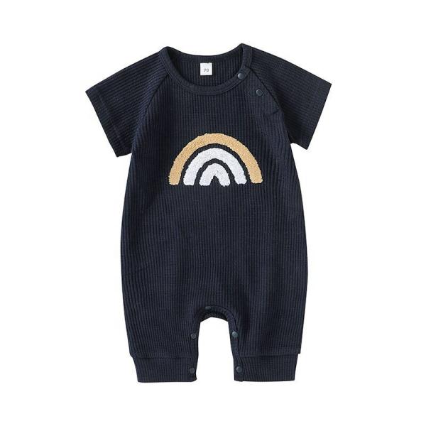 0-24 Months Baby Boys Girls Clothes Jumpsuit Infant Short Sleeve Baby Cotton Clothing Rompers Rainbow Embroidered Jumpsu