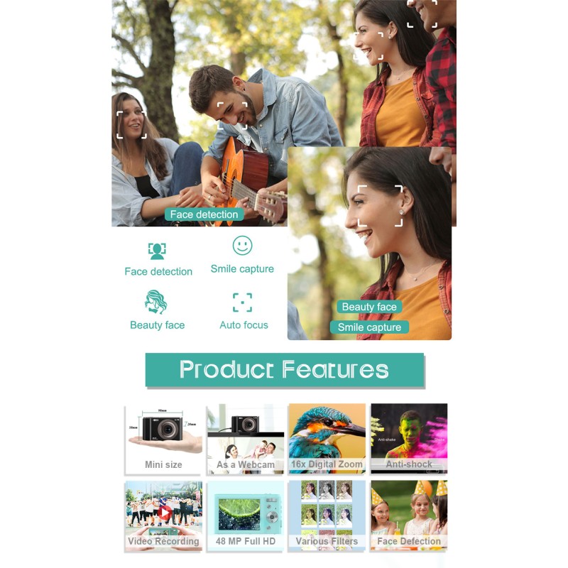 Wholesale Price HD 2.7K 48MP Digital Camera DSLR Camera 16X Digital Zoom 2.8'' IPS Screen Auto Focus Student Vlog Camera