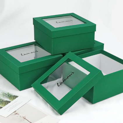 Square-shaped Gift Box With Lid Windowed Color Box Custom Cosmetic Packaging Box Holiday Gift Box