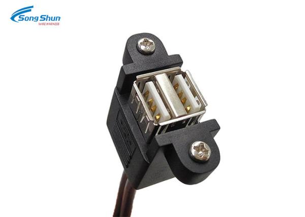 Dual Usb Extension Lead , Screw Panel Mount Holes USB Port Extender Cable