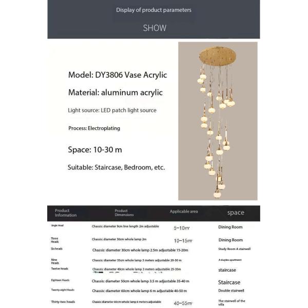 Nordic Style Acrylic Staircase Pendant Light For High Living Room And Bedroom