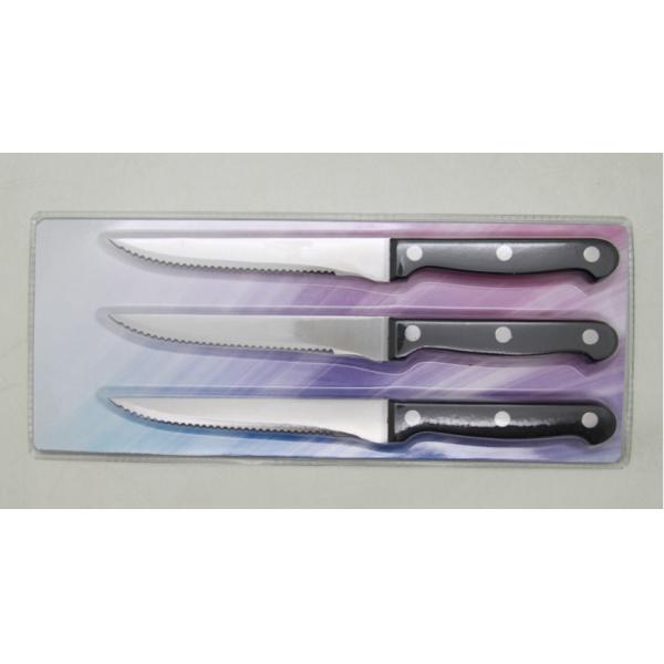 3PCS Serrated Steak Knives With Plastic Handle Blister Card for promotion