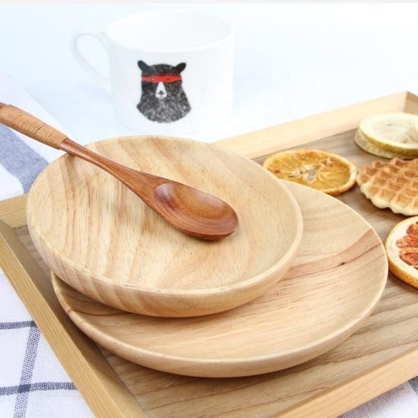 Custom Logo Eco-Friendly Wood Tea Cup Kid Small Natural Bamboo Wooden Food Grade Plate