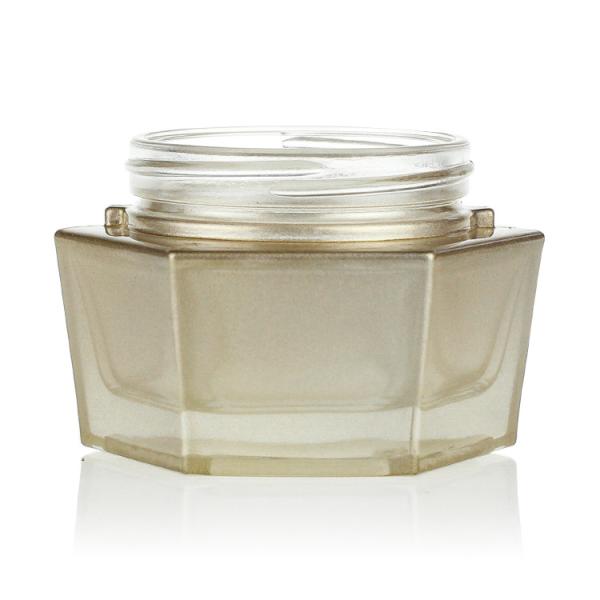 Luxury 30g Cosmetic Jar Packaging Skincare Hexagonal Glass Jars