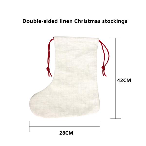 Sublimation Blanks Santa Sack Christmas Stockings Drawstring Bag with Polyester Lining
