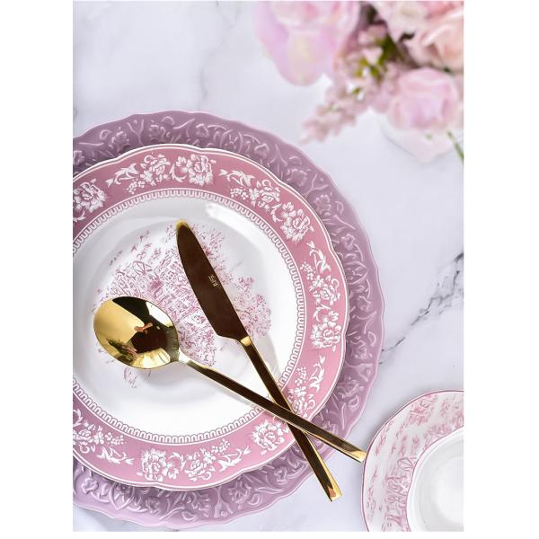 Ins Style Placas de cucharas de plato de porcelana Conjunto de vajilla de cerámica blanca para 10 usuarios