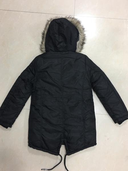 Winter Boys Black Padded Jacket , Warm Boys Padded Parka Soft Fur Lining