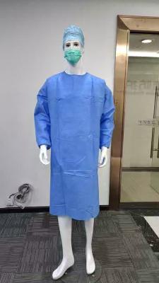 Sterile SMS Disposable hospital Isolation Gown Surgical Gown With Rib Cuff AAMI Level 3
