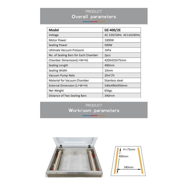 Automatic Grade Automatic DZ-400/2E Vacuum Packaging Machine for Food Preservation