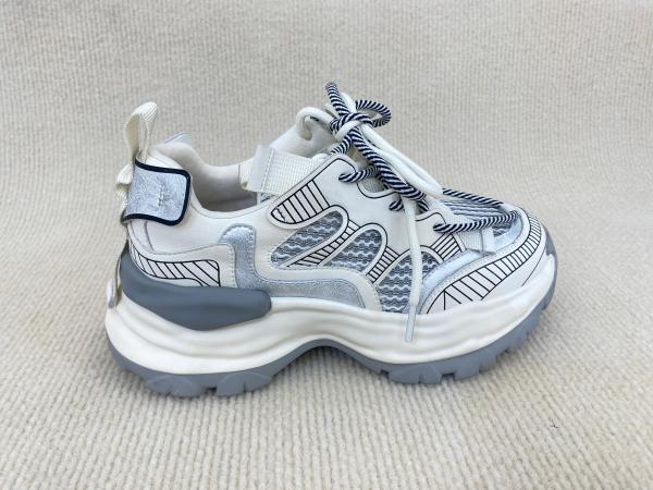 Women white fashion sneakers with mesh upper authentic leather and lacing
