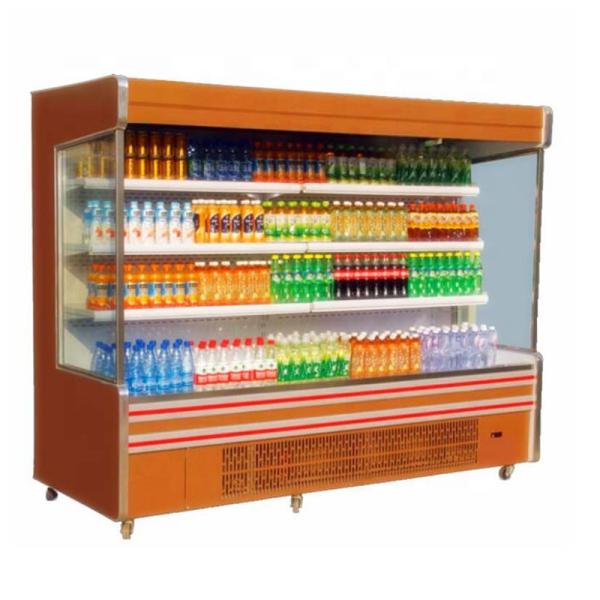 Hypermarket Multideck Open Chiller Air Curtain Cabinet Refrigerator Customized Color