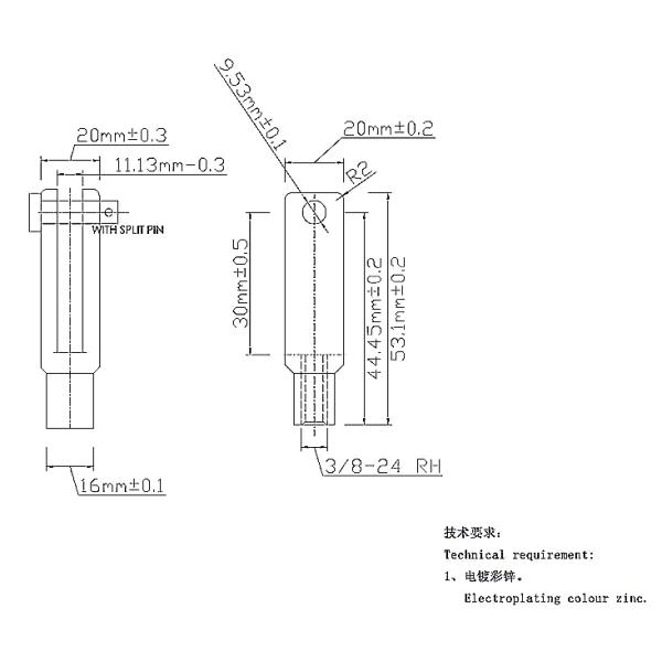 Cotter штифта с головкой и отверстием для шпильки нержавеющей стали цилиндра продел нитку цинк штифта с головкой и отверстием для шпильки покрыл стальное