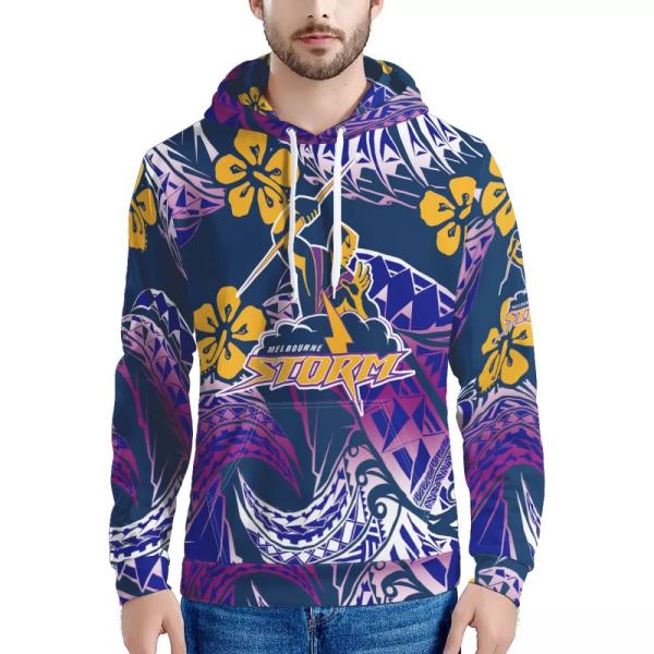 Hibiscus Print Men'S Sports Team Hoodies Pullover Streetwear Customizable Pattern