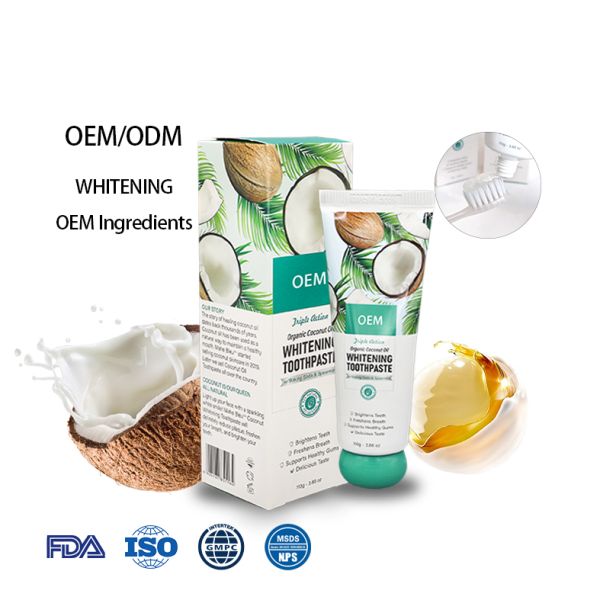 Factory's Mint Flavor Organic Coconut Oil Toothpaste Deep Cleans Gums Fresh Breath Whitening Customizable Private Label ODM OEM