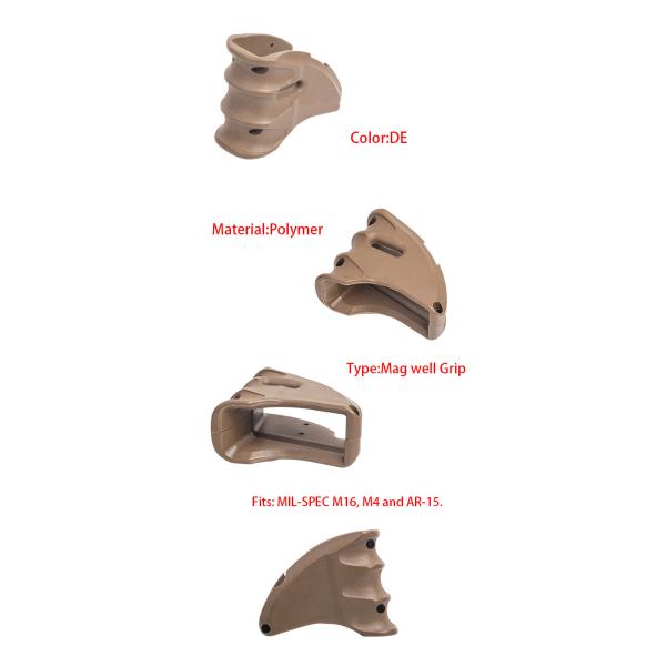 Hunting Equipment Scope Mount Base M4 / M16 Mag Well Grip Magazine Finger Grooves Adapter DE