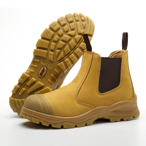 Wheat Genuine Leather Cowhide Steel Toe Security Boots ODM