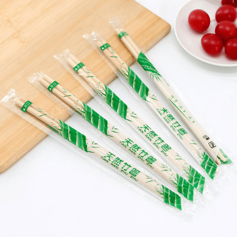 Customized Logo Round Bamboo Disposable Chopsticks and Disposable Natural Color