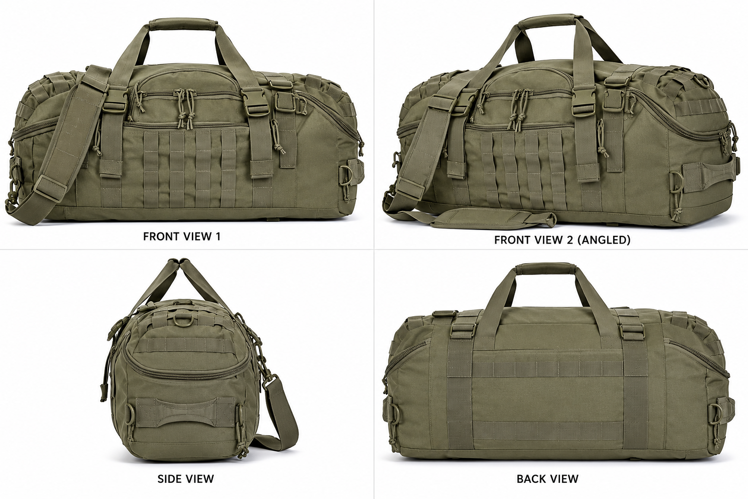25L Tactical Duffle Backpack for Men, Convertible Weekender Gym & Travel Bag for Overnight Trips, Workout, Sports and Outdoor Use, Black