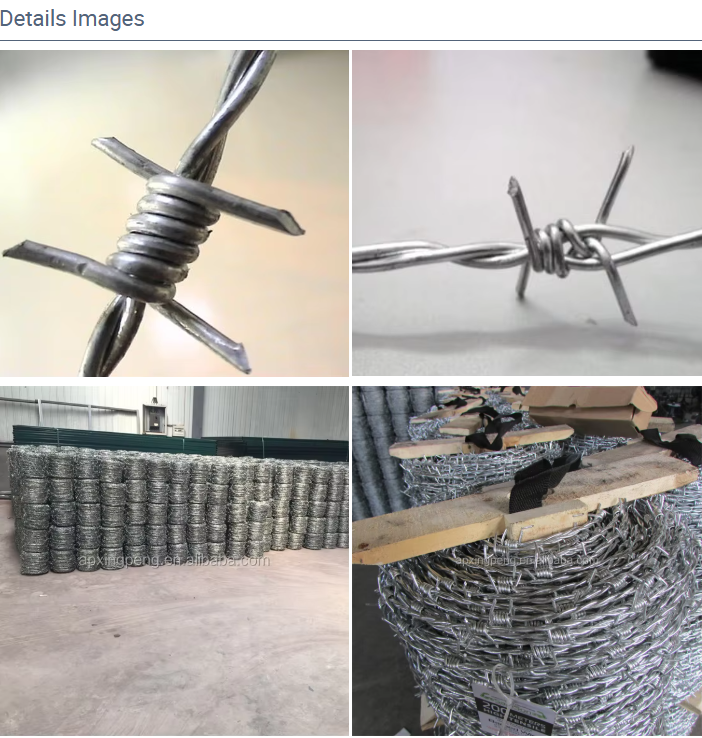 4 Point 2.5mm Galvanized Iron Wire Barbed Wire for Agricultural Boundary Protection