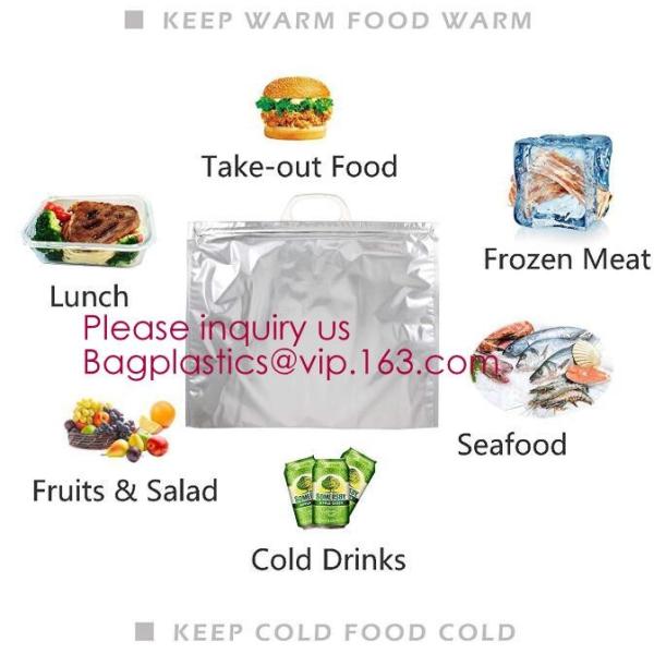 Custom Packing Aluminum Foil Zip-Lock Grocery Handle Thermal Insulation Cooler Bag For Outdoors,Promotional Insulated La