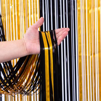 Gold Black Fringe Curtain 1m 2m Metallic Fringe Curtain Party Decoration