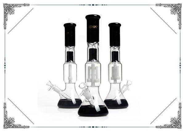 Black Beaker Glass Bong Double Tyre Percs With Phoenix Star Logo