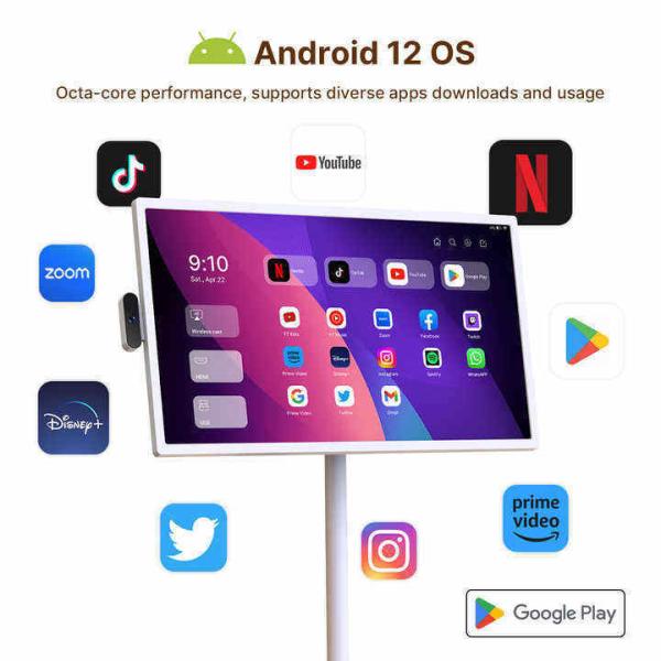 Portable Indoor 24Inch Android Moving Smart Stand By Me Floor Standing Smart TV