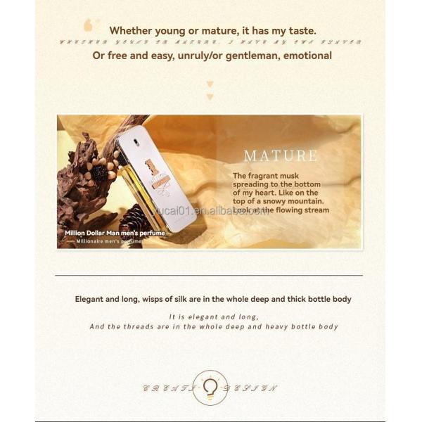 Male Perfume Spray 100mL Gold Millionaire Prive Seductive Wood Scent Leather Fragrance