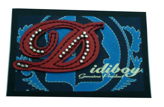 Brown stamped  heat burned  metal pin logo suede Leather Patches for jeans