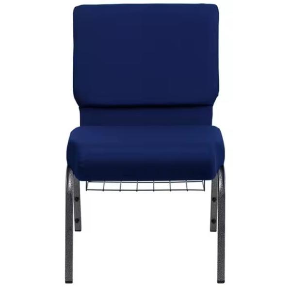 Navy Blue Fabric Stacking Church Chairs with Iron Frame