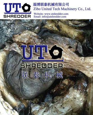 high capacity oil sludge bags crushing machine, oil sludge woven bags shredder, double shaft shredder, high efficiency,