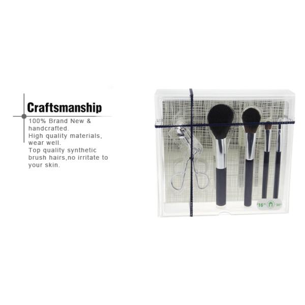 Cruelty Free Travel Makeup Brush Set With Cement Handle Siver Aluminum