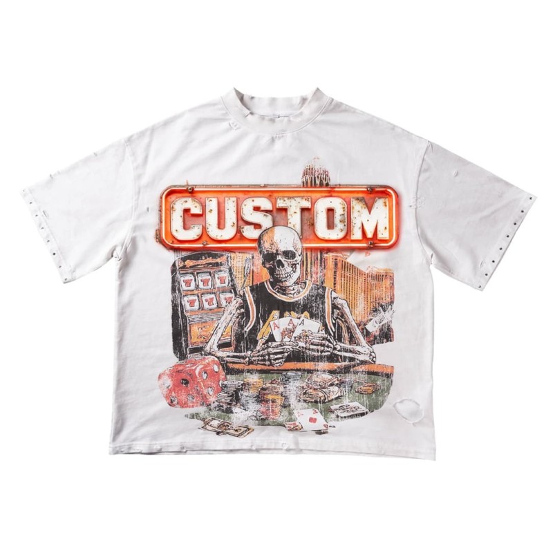 Custom Oversized T Shirt Distressed Graphic Streetwear OEM