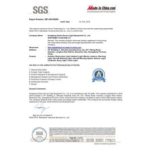 Shenzhen Green Source Light Equipment Co., Ltd. Сертификации