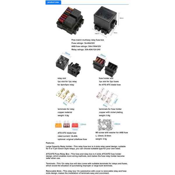 ATO коробки 8PCS реле плавкой части предохранителя 40A 12V 24V 32V 48V водоустойчивый автоматический сплавляет реле 2PCS для шлюпки автомобиля морской