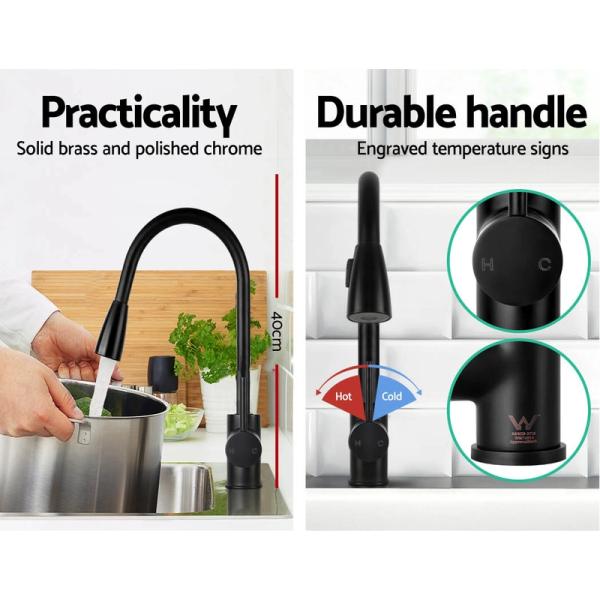 Brass Body Kitchen Mixer Tap with 2 Modes Hot/Cold Water Options and Pull Out Function