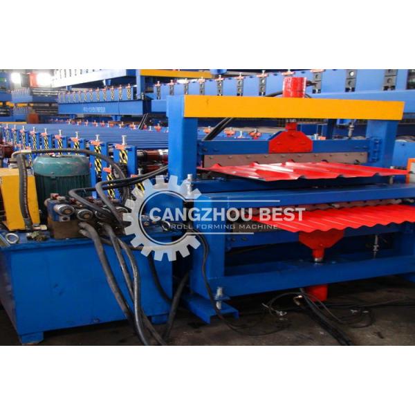 Petit pain de plate-forme de plancher en métal formant la machine avec la coupe en acier hydraulique et le laminoir électrique