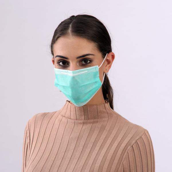 Green Color Healthy Disposable Breathing Mask With Widen High Elastic Earband