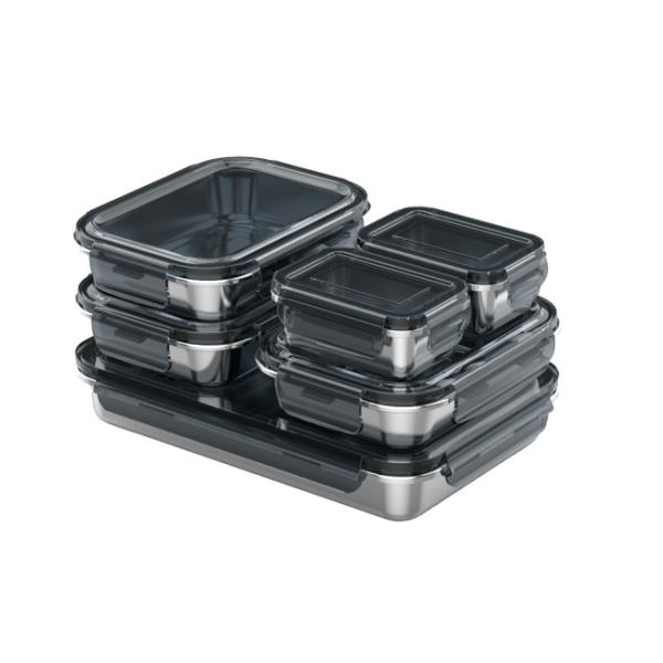 Modular Stainless Steel Meal Prep Containers With PP Lid 260ml 820ml 1200ml 1930ml