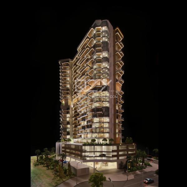 1:75 MAJAN Apartment Tower Architectural Model with 4000K Warm White Light